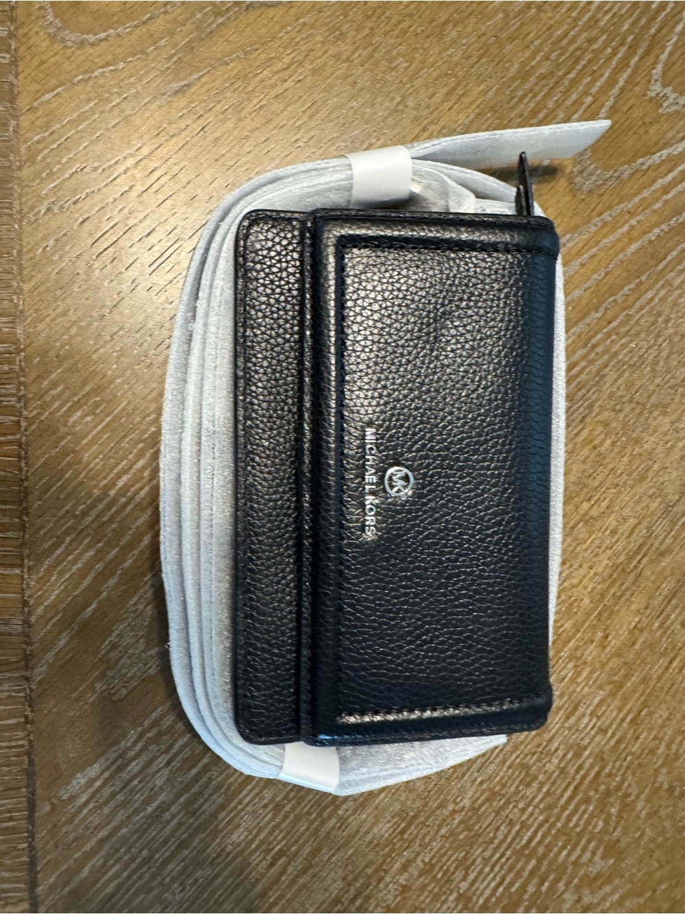 Michael Kors Black Pebbled Leather Crossbody Card Wallet